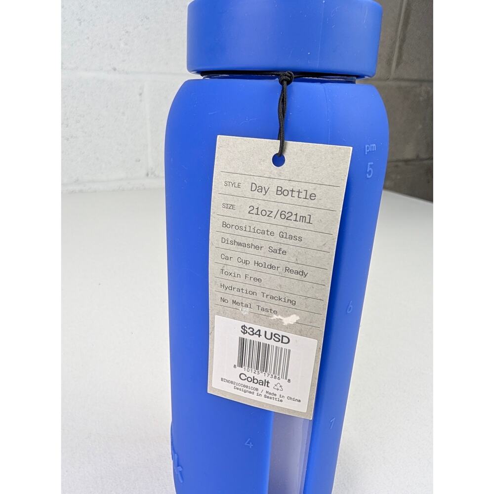 Bink 21 oz Day Bottle W/Carry Cap - Cobalt Blue - Borosilicate Glass - Picture 3 of 7